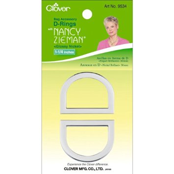 Clover D Rings 1.25"/30 mm Glossy Nickel Bag Accessory by Nancy Zieman 2 per package.